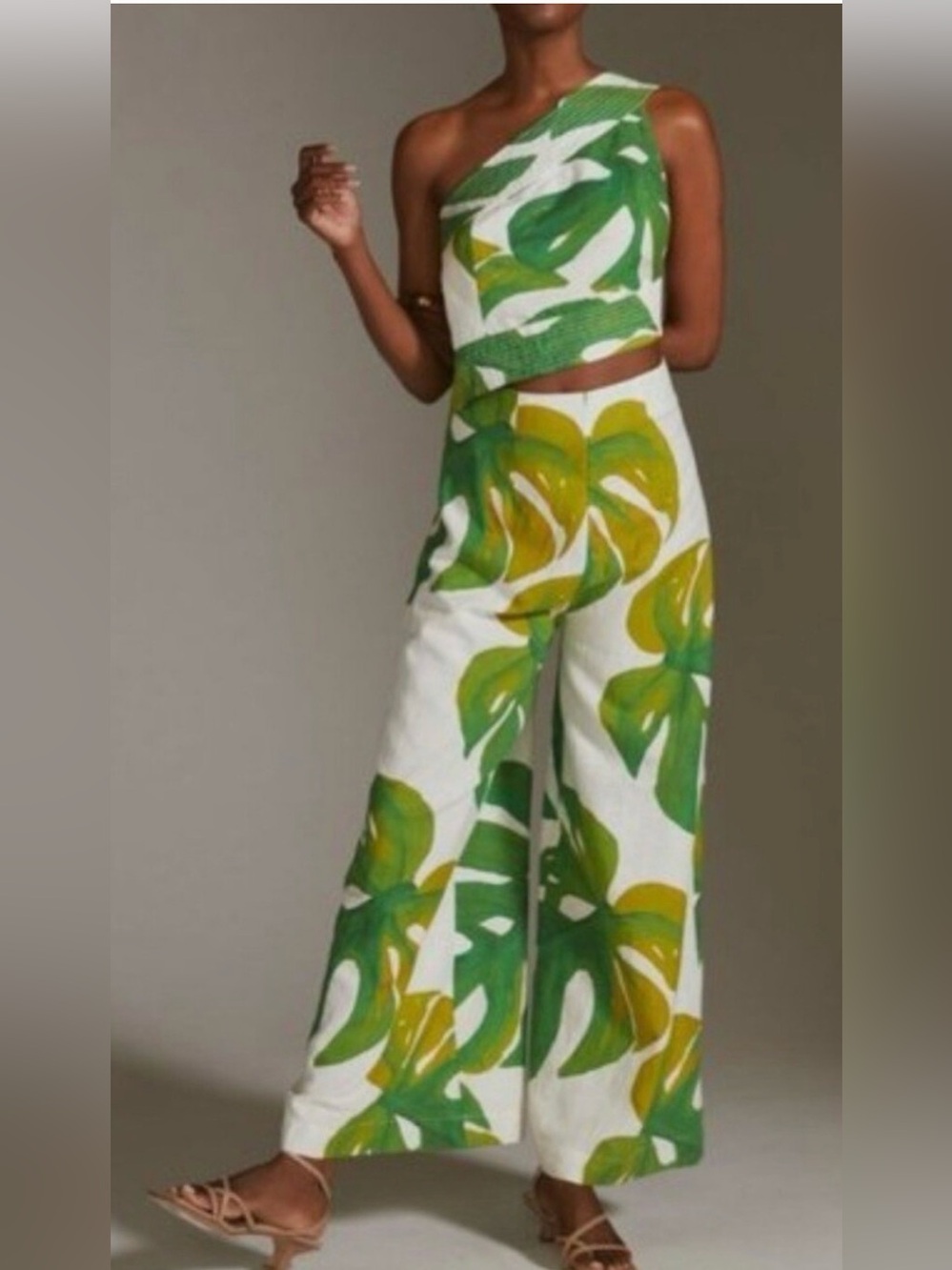 New FARM Rio Monstera One-shoulder Jumpsuit, Sz. Medium - Picture 2 of 3